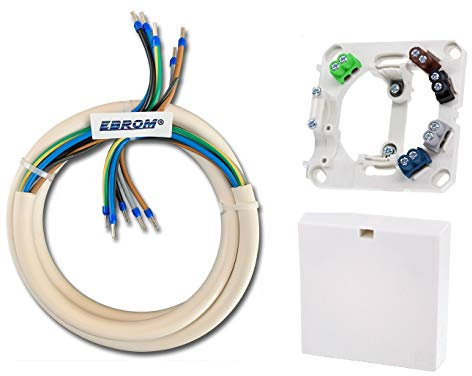 EBROM cooker connection cable H05VV-F 5x2.5 mm2 white, incl. 3 metre cable - completely assembled, crimped with wire end ferrules blue - 3 N PE - (5G2.5 3m) - cooker connection cable