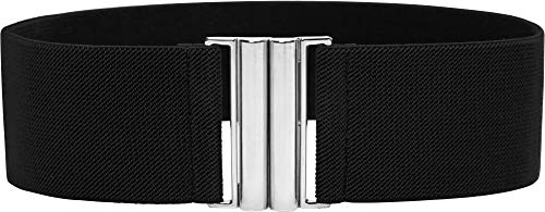 BlackButterfly Midjeskärp Dam Klickspänne Silver | 6 cm brett, Sömlöst rektangulärt lås, Töjbar resår runt om, Även som sjuksköterskeskärp, Markerar midjan, Storlek S-XXL
