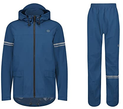 AGU Essential Original Regenanzug, Regenkleidung Fahrrad Herren & Damen, Wasserdicht & Winddicht, Reflektierend, 100% Recyceltes Polyester, Unisex - XXL - Blau