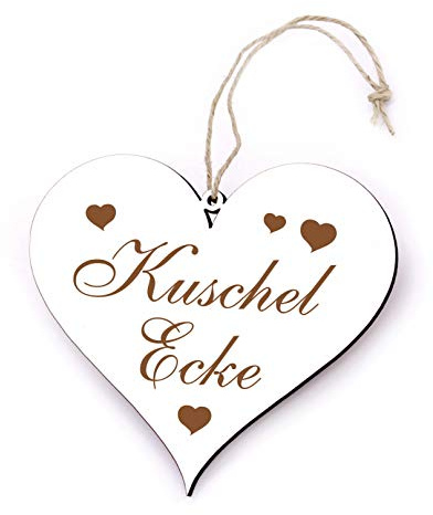 Schild Herz Schriftzug - Kuschelecke - graviert Anhänger Türschild 13x12cm