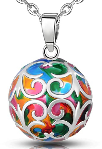 EUDORA Harmony Ball Llamador de Ángeles Embarazada Vintage Bisuteria Collar de Mujer, Colgantes de Mujer Llamador de Ángeles Primer Embarazo Mamá Regalos Originales para Mujer, 45inch + 30inch