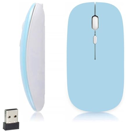 iSTYLE Ratón Inalámbrico Bluetooth, Seguimiento Óptico con 1600 dpi, 3 Botones, Bluetooth 5.2, Mini Ratón Silencioso Compatible con Mac, PC, Macbook, iPad, Android (Requiere batería AA)(Azul)