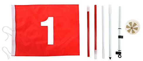 Tiiyee Golf Flag 185cm & Hole Cup Set, Yard Golf Flagsticks Putting Green Anti-Rust Flags Removable 5-Section Design for Golfer Putting Practice Training Gift Flagpole Accessories with Connectors