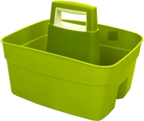 Homey Mart Kitchen Caddy Large Strong Plastic Cleaning Tools Tidy Multipurpose Sink Organizer Utility Storage Caddy with Handle - Green with Cream