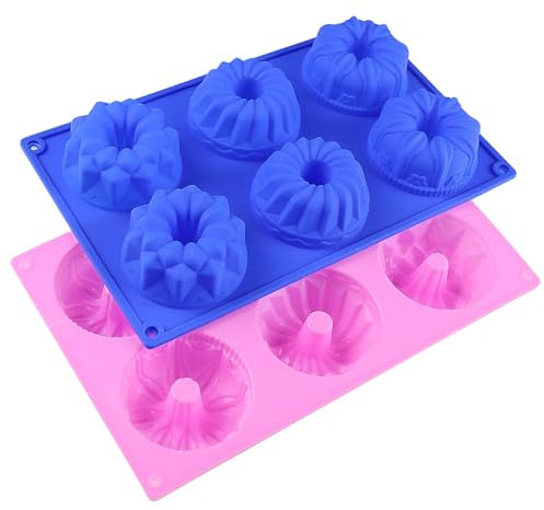 KangBaz 2 Stück Gugelhupf Silikonformen - Mini Donut Backformen, lebensmittelechtes Silikon, Antihaftbeschichtung, leichtes Lösen, hochtemperaturbeständig.