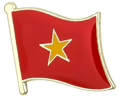 Vietnam National Flag Metal Enamel Lapel Pin Badge – 1.9 x 1.6 cm Red and Yellow Star Badge – Hard Enamel Finish with Secure Clasp for National Pride, Travel, Cultural Events, and Collectors