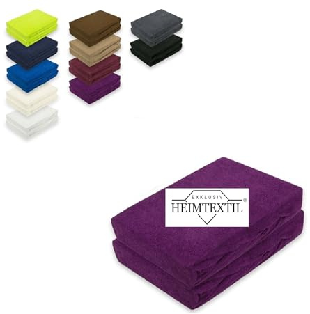 EXKLUSIV HEIMTEXTIL Doppelpack Marke Frottee Spannbettlaken 80% Baumwolle, 20% Polyester Öko - Tex Zertifiziert, Markenqualität, Matratzenhöhe bis 25 cm, Lila 140 x 200 cm