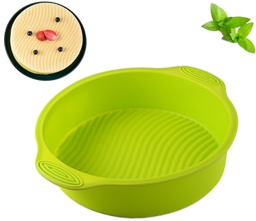 Cyrank Round Silicone Cake Mold Pan, Baking Molds Non Stick Cake Baking Pan Cake Mould for Baking Large Round Bread Pie Flan Tart Mold(Green)