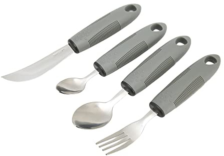 4pcs Adaptive Utensilien - Ergonomisches Besteck für ältere Menschen, Rehabilitationshilfe, Lebensmittelhilfe-Kit, Behindertenhilfe, Senioren-Freundliche Design