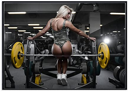 REYTOL Sexy Bodybuilding Girl Fitness Sport Poster Fitnessstudio Inspirierende Leinwand Wand Bilder sexy Frau Hantel Fitness Wandbilder Mann Schlafzimmer Geschenkdekor（Kein Rahmen）