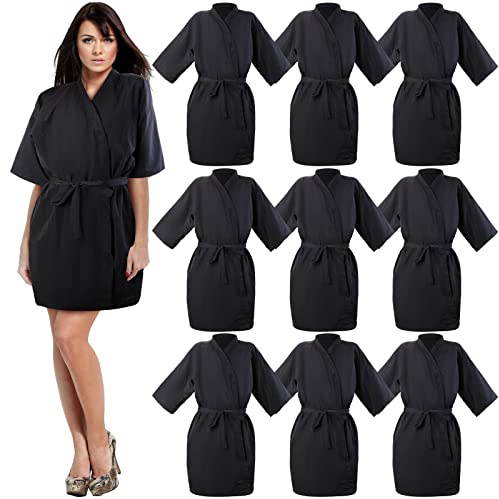 Pasimy 10 Pieces Salon Client Gown Hair Salon Smocks Capes Haircut Cape Salon Robes for Client Barber Apron Cover for Stylist(No Pocket Black)