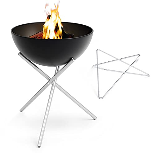 höfats - Juego de fuego Bowl 70 Flex con base de estrella y tres patas - fogata de bajo humo con plancha y parrilla utilizable - Cesta de fuego inclinable, acero esmaltado - negro, diámetro de 70 cm