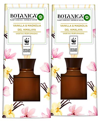Botanica by Air Wick Pack 2 Varitas Perfumadas - Ambientador Mikados, Esencia Para Casa con Aroma a Vainilla y Magnolia del Himalaya - 2x80 ml