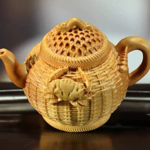 XIALON Pequeña hoja de boj tallado en forma de cangrejo mango decorativo artesanía tallado madera maciza