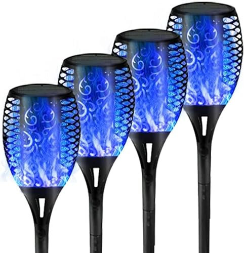 Usper Solarlampen für Außen Garten, 4 Stück 12 LED Solarleuchten für Außen mit Realistischer Flammeneffekt IP65 Wasserdicht Gartenfackeln Solar für Draußen Gärten Weg Hinterhöfe Rasen Beleuchtung