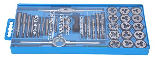 Set di Maschi e Filiere in Acciaio al Carbonio 40 Pezzi, Kit Metrico per Filettatura, Utensili per Lavorazione Metallo, Accessori per Attrezzi Fai da Te