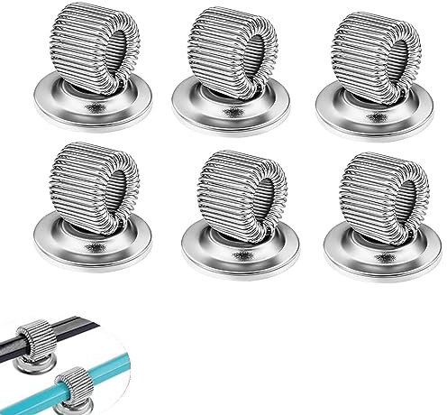 ZHjuju Stifthalter Clips,6 Stücke Mangan Stahl Stifthalter Selbstklebender Stifthalter Organizer mit Einstellbarer Federschlaufe für Kühlschrank Whiteboard Bulletin Board Karte Taschenstift Silber