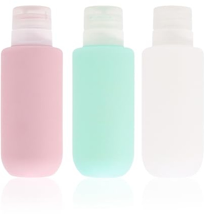 Naapesi 3PCS Étanches Bouteille de Voyage Silicone, 200ML Flacons de Voyage, Rechargeable Portable Vide de Voyage Bouteilles Sans BPA pour Shampoings, Articles de Toilette Lotions, Gel Douche Crème