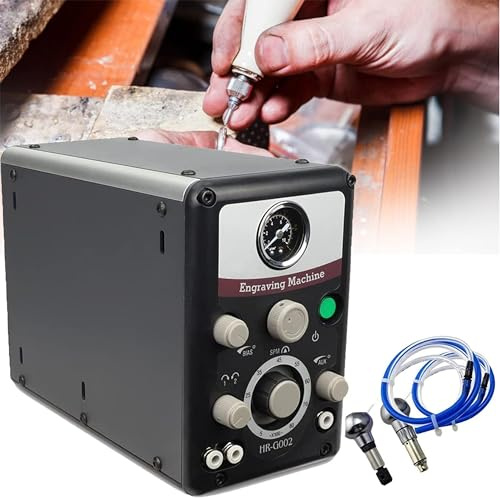DPDZSW Macchina Pneumatica per Incisore di Gioielli, Bulino a Impatto a Doppia Testa, Strumento per Incisione Elettrico Multifunzione 220 V, Bulino 400-8000 Prm per Artigianato