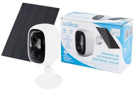 Domos - Cámara WiFi Inteligente Alta Definición para Exteriores Solar | Visión Nocturna y Sensor de Movimiento | Cámara IP de Seguridad Compatible con Alexa y Google | Vigilancia para Domicilio