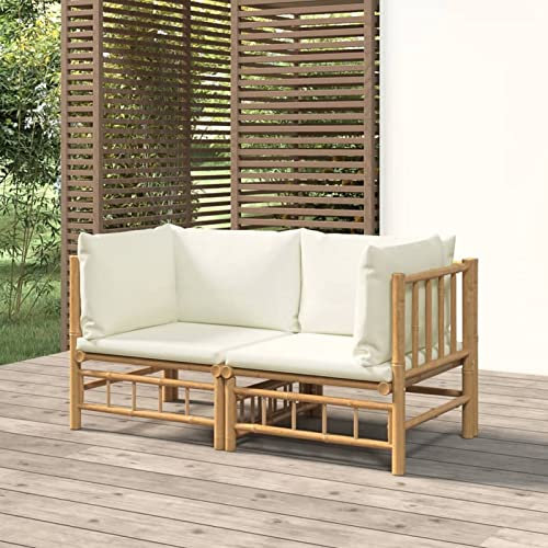 Festnight Lounge Sofa Gartensofa Ecksofa Ecklounge Bambus Balkonmöbel Klein Balkon Lounge Sofa Outdoor Garten Loungemöbel Set Sitzgruppe Gartenmöbel Loungesofa Balkonlounge Balkonsofa