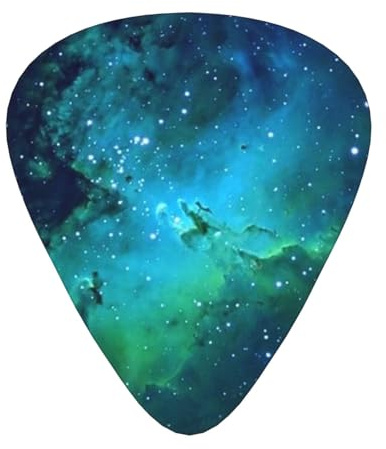 Galaxy Green Print Gitarrenplektren, dünn, für Bass, elektrische und akustische Gitarren, Ukulele, 12 Stück