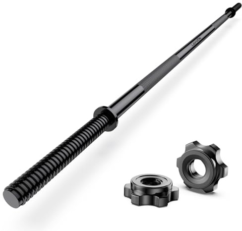 55 Weight Lifting Bar, 1 Standard Straight Barbell Bars for Weight lifting, Olympic Barbell Bar for Bench Press/Hip Thrusts/Squats/Lunges for Gym and Home, 2 Star Star-nuts (480lb Weight Capacity)
