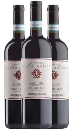 Mauro Molino Nebbiolo Langhe 75 cl Rotwein (Karton mit 3 Flaschen von 75 cl)