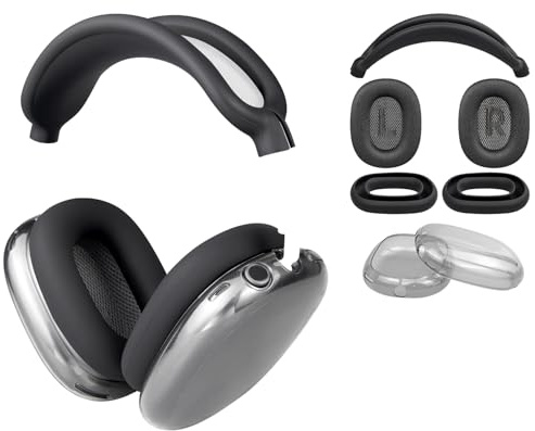 SOULWIT Ersatzkit für AirPods Max – Netzstoff-Ohrpolster + Kopfbandabdeckung + TPU-Schutzcase + Silikon-Ohrpolsterabdeckung, schweißfest und Kratzfest, Zubehör mit weicherem Schaumstoffkissen