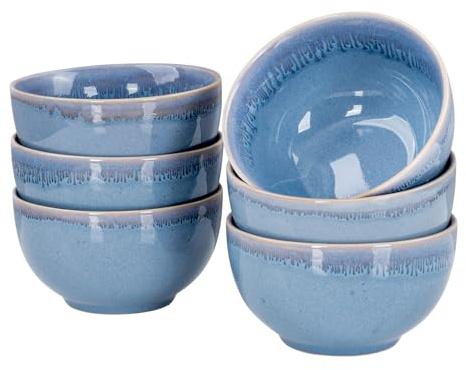 levandeo Uppsättning av 6 stengods skålar Ø 14 cm blå 6 personer skål skål dessertskål mikrovågsugnssäker diskmaskinssäker modern design