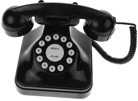 PRETYZOOM Telefono Retrò Telefono D'epoca Per Ufficio Cordless Telefoni Domestici Senza Filo Antico Senza Fili Fisso Black