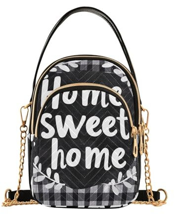 GAIREG Gesteppte Geldbörsen für Damen, trendige kleine Umhängetaschen für Damen, Home Sweet Home Plaid-74