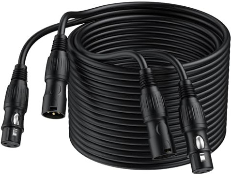 LiNKFOR XLR Cable 2-Pack (10FT) – Balanced 3-Pin Dual Shielded Mic Cable with Velcro Straps & Oxygen-Free Copper (OFC), Ideal for Studio, Live Performance & Professional Audio