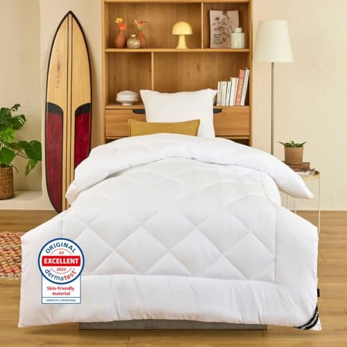 DREAMWAY Couette 140x200 cm Tempérée – Microfibre Douce 300gsm, Rembourrage Polyester pour Mi-Saison, Respirante et Hypoallergénique, Certifiée Oeko-Tex - 1 Personne