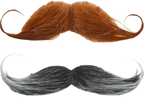 2 Stück Schnurrbart zum Ankleben,schnauzer zum ankleben,Falscher Fake Bart,Schnurbart Kleben Selbstklebend,Fake Beard,Moustache Detektiv 80er Fasching Oberlippenbart Cosplay Kostüm für Halloween Party