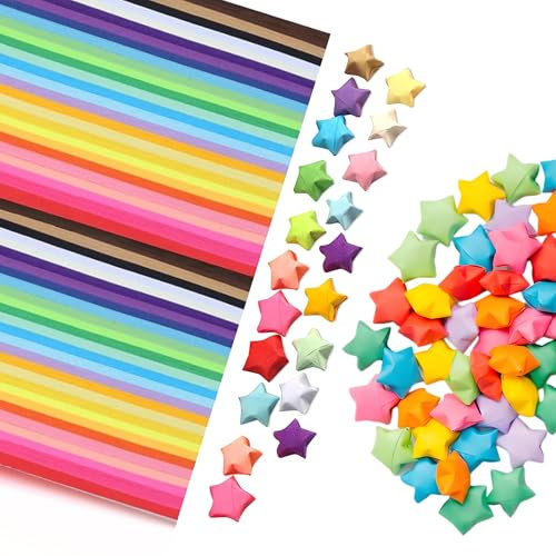 Confezione di 540 strisce di carta per origami stelle, strisce di carta per fai da te, 27 colori, adatte per lavori di bricolage a scuola
