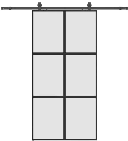 vidaXL Puerta corredera herrajes Negro 102,5x205 cm Vidrio Templado