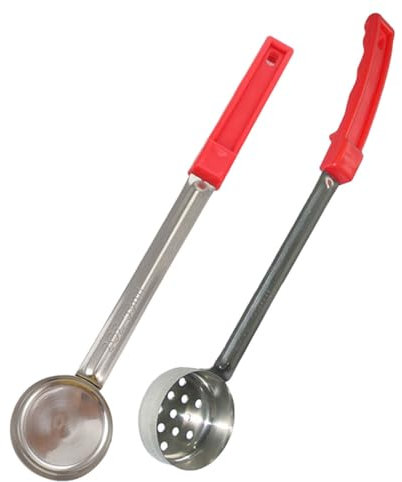 DECHOUS Cuillère à Pizza Louche Doseuse Inox 57 Ml Acier Inoxydable Poignée Longue Fond Plat Cuisine Professionnelle Restaurant Lot De 2 Pièces