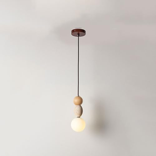 LLXDFUU Lámpara colgante de vidrio de leche de mediados de siglo Globo de piedra natural Dormitorio colgante Luz para colgar para montaje en techo Isla de cocina Travertino amarillo Candelabro pequeño