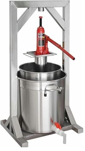 DXYOYONGOZ Presse à Fruits, Pressoir à Fruits Manuel, Pressoir à vin Manuel en Acier Inoxydable avec système hydraulique, 12/22/36 l(36L)