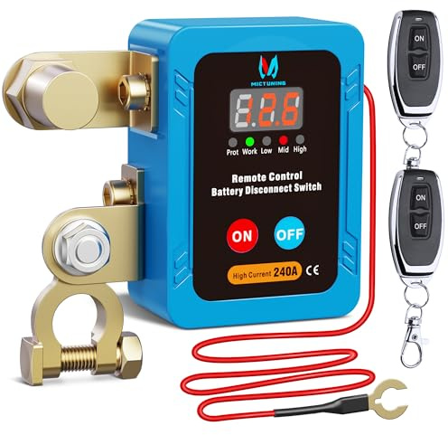MICTUNING Kill Switch Fernbedienung 12V 240A Batterietrenner Isolator Diebstahlschutz Schalter LED Anzeigen Automatische Abschaltung für RV LKW Camper Boot
