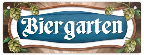Biergarten Metallschild XL Holen Sie sich das bayerische Lebensgefühl direkt nach Hause und lassen Sie Ihr Metallschild für Sie sprechen: Biergarten! Dieses Schild ist nicht nur
