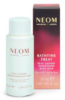 NEOM Real Luxury Magnesium Bath Milk 50ml Gift I 100% Natural scents Including Lavender, Jasmine and Sandalwood to Soothe Muscles and Tired Limbs I Stocking Filler