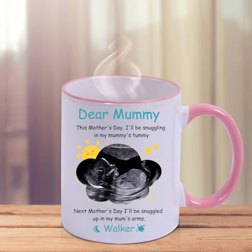 FENGHUO Tasse personnalisée 13oz, Tasse à café personnalisable en céramique, avec photo/logo/texte d'échographie personnalisé, cadeaux pour hommes et femmes