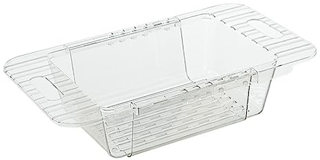 Hemobllo Scolapiatti Estensibile e Cestello Filtro Lavello Trasparente, Scolapasta Espandibile Sopra Lavandino in Plastica Resistente, Colino Multifunzionale per Cucina e Frutta,