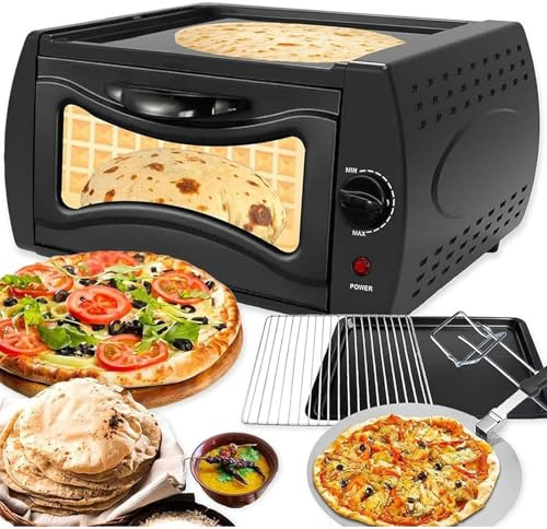 Electric Tandoori Oven & Pizza Maker - 15L Countertop Pizza Oven with Disk & Clamp, Adjustable Temperature Control - Perfect for Roasting Baking Grilling