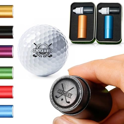 ELULAE Personalisierter Golfball-Stempel mit Metallbox - Wiederverwendbare Ballmarkierung, Golfzubehör Geschenk für Golfer, Väter & Ehemänner (Vatertag/Geburtstag/Hochzeit)