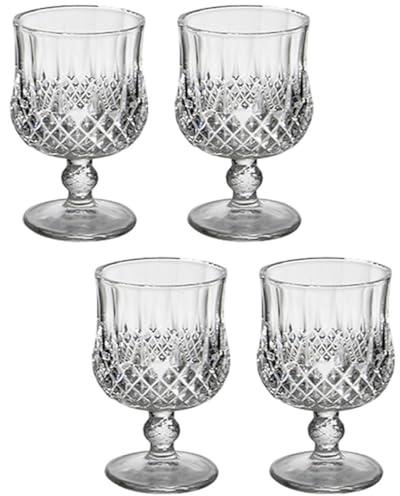 Sosoport 4pcs Diamond Frosted Wine Glasses Delicate Brandy Glass Frosted Goblets for Party Banquet Home Use