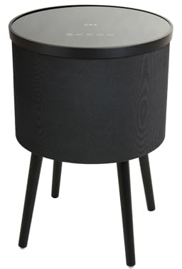 MB Muebles Bonitos, Table d'appoint avec Enceinte Fenix avec Connectivité sans Fil 5.1, Puissance 65 W avec Caisson de Basses 6,5”, Câble Aux, USB-C, Lumière LED RGB, Écran Tactile, Couleur Noir