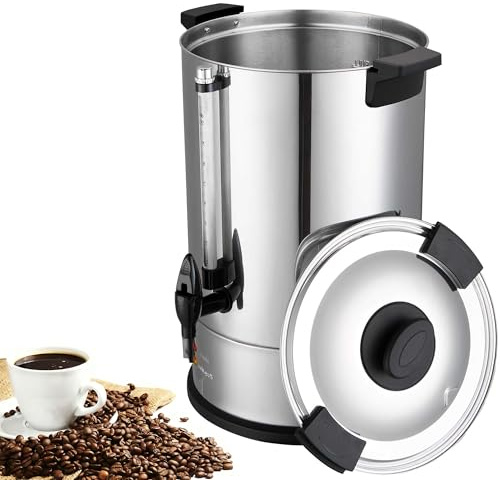 Percolateur à Café Commercial, Capacité De 15l, 100 Tasses, Robinet Antidébordement, Filtre Amovible - Distributeur De Café En Acier Inoxydable De Grande Capacité Pour Un Brassage Rapide